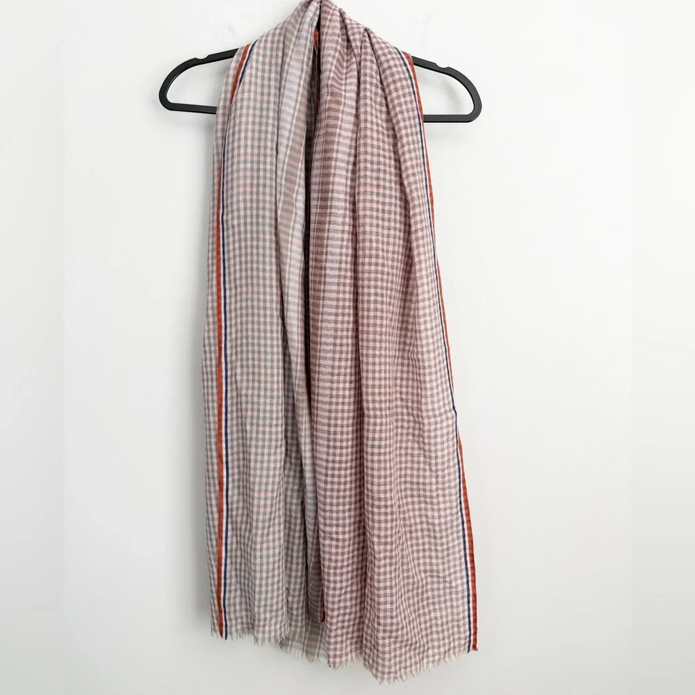 Epice Paris Multicolor Check Wool Shawl Scarf 31x76”.